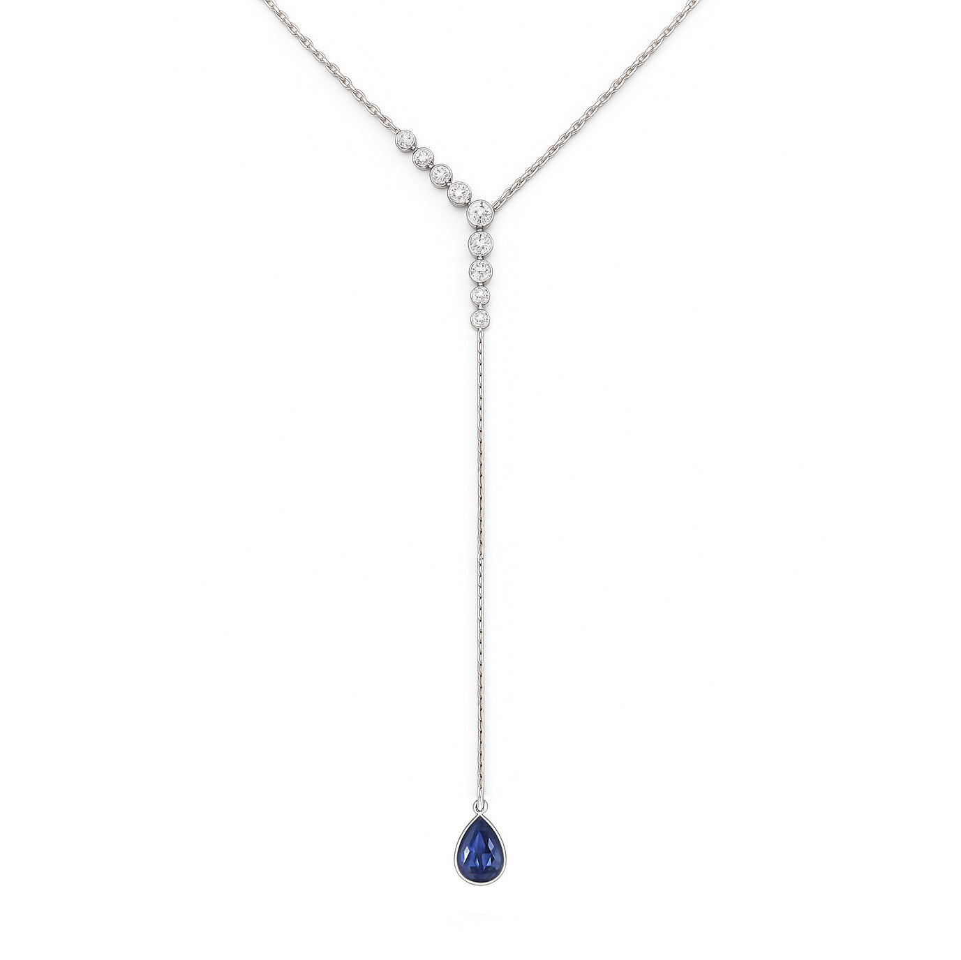 SP055522 - Necklace 18KW/1.8G 1SAPP-1.33CT 9RD-0.41CT
