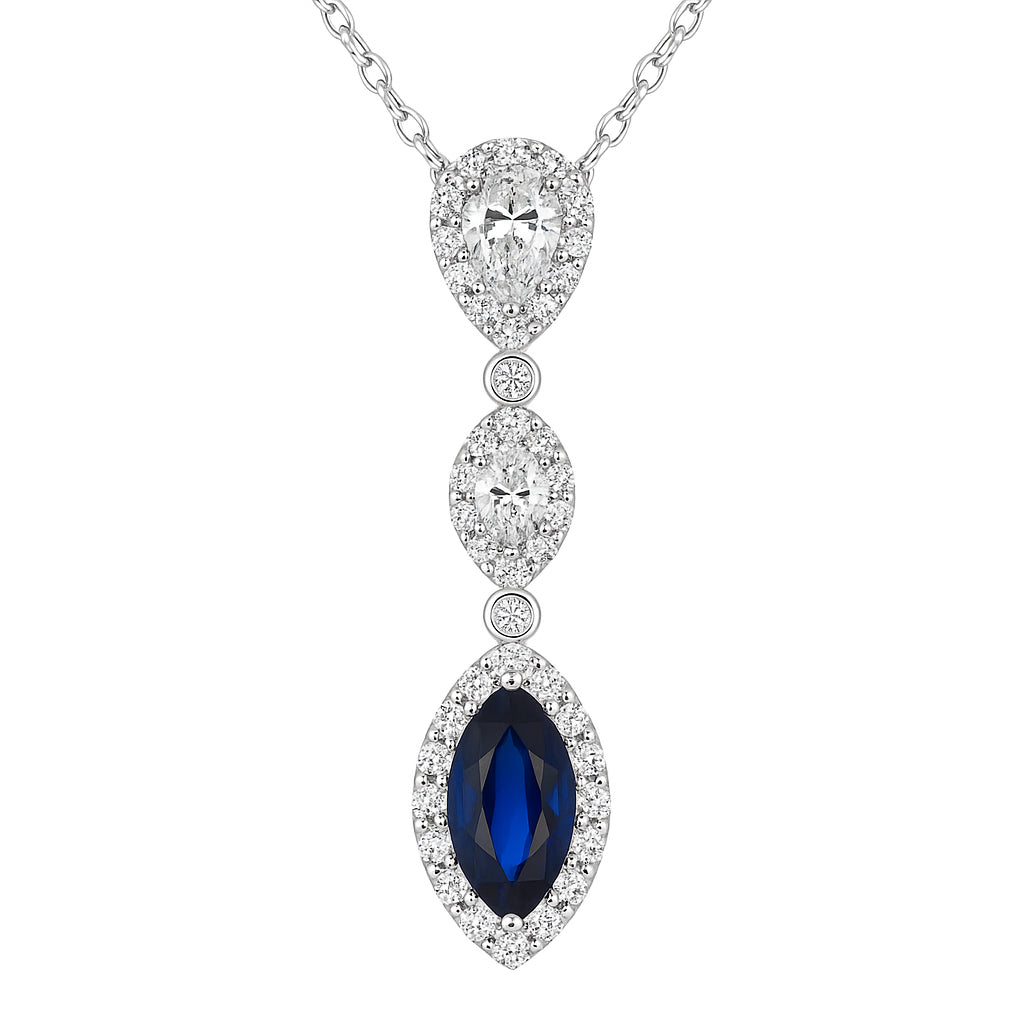Handmade 18K White Gold Blue Sapphire Pendant, 1.33ct