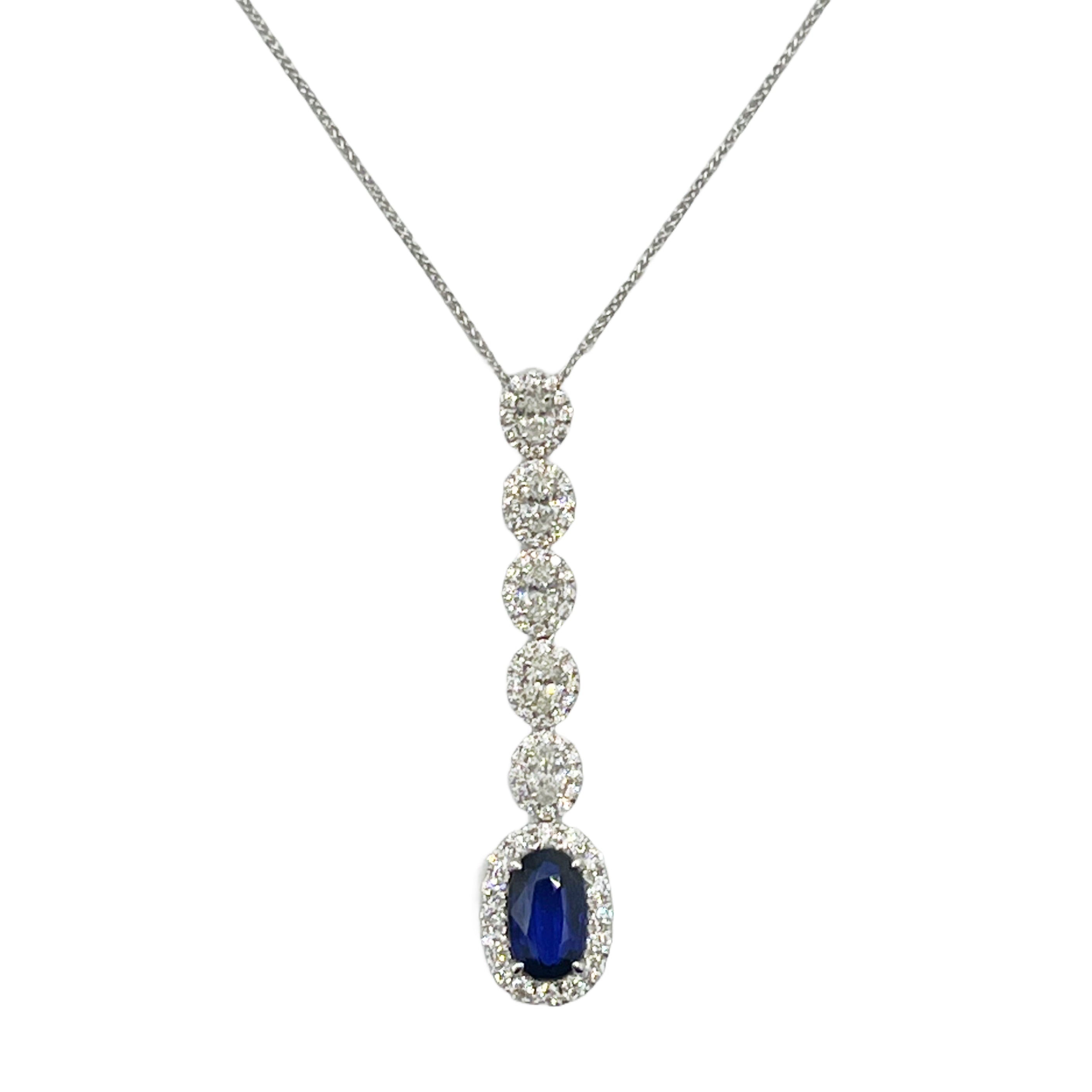 Handmade 18K White Gold Blue Sapphire Pendant, 1.97ct