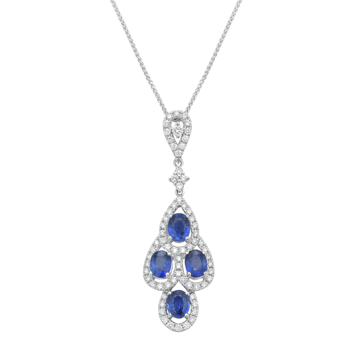 18K White Gold Blue Sapphire Pendant, 1.86ct