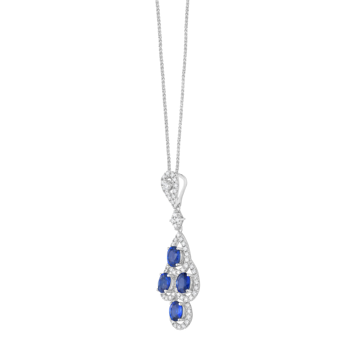 18K White Gold Blue Sapphire Pendant, 1.86ct