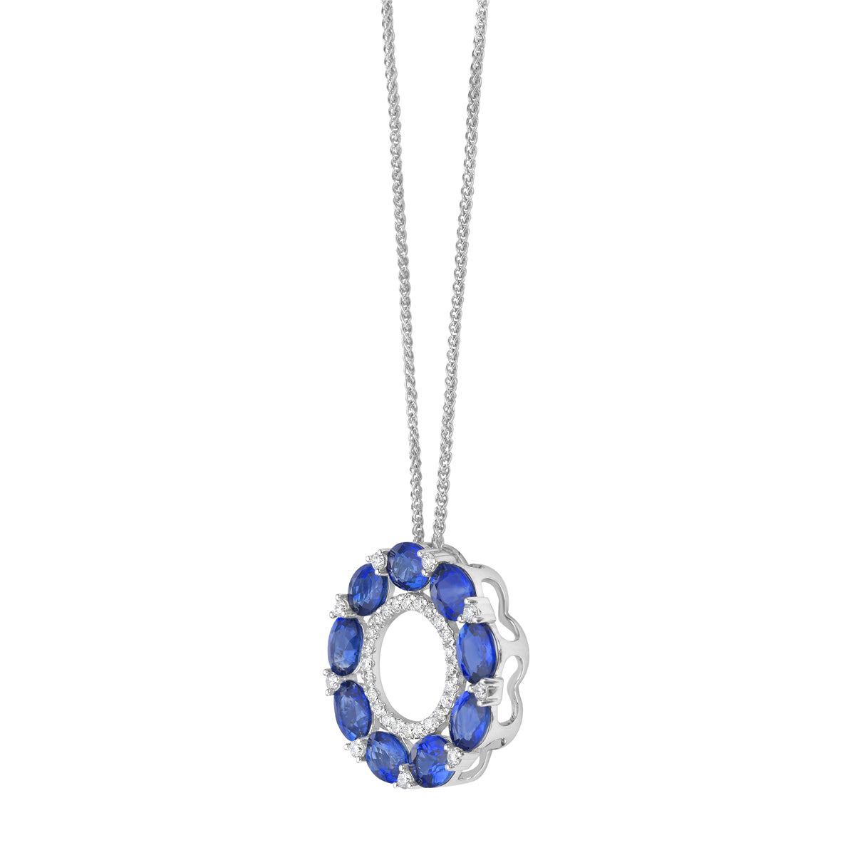 18K White Gold Blue Sapphire Pendant, 3.75ct