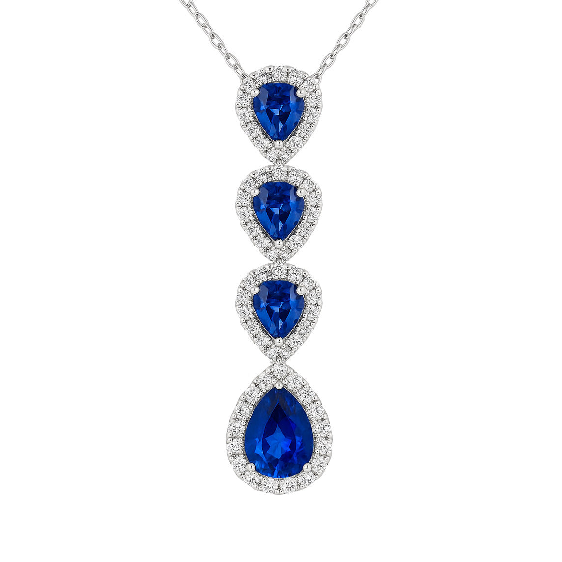 Handmade 18K White Gold Blue Sapphire Pendant, 4.51ct