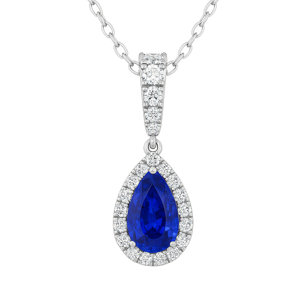 Handmade 18K White Gold Blue Sapphire Pendant, 2.09ct