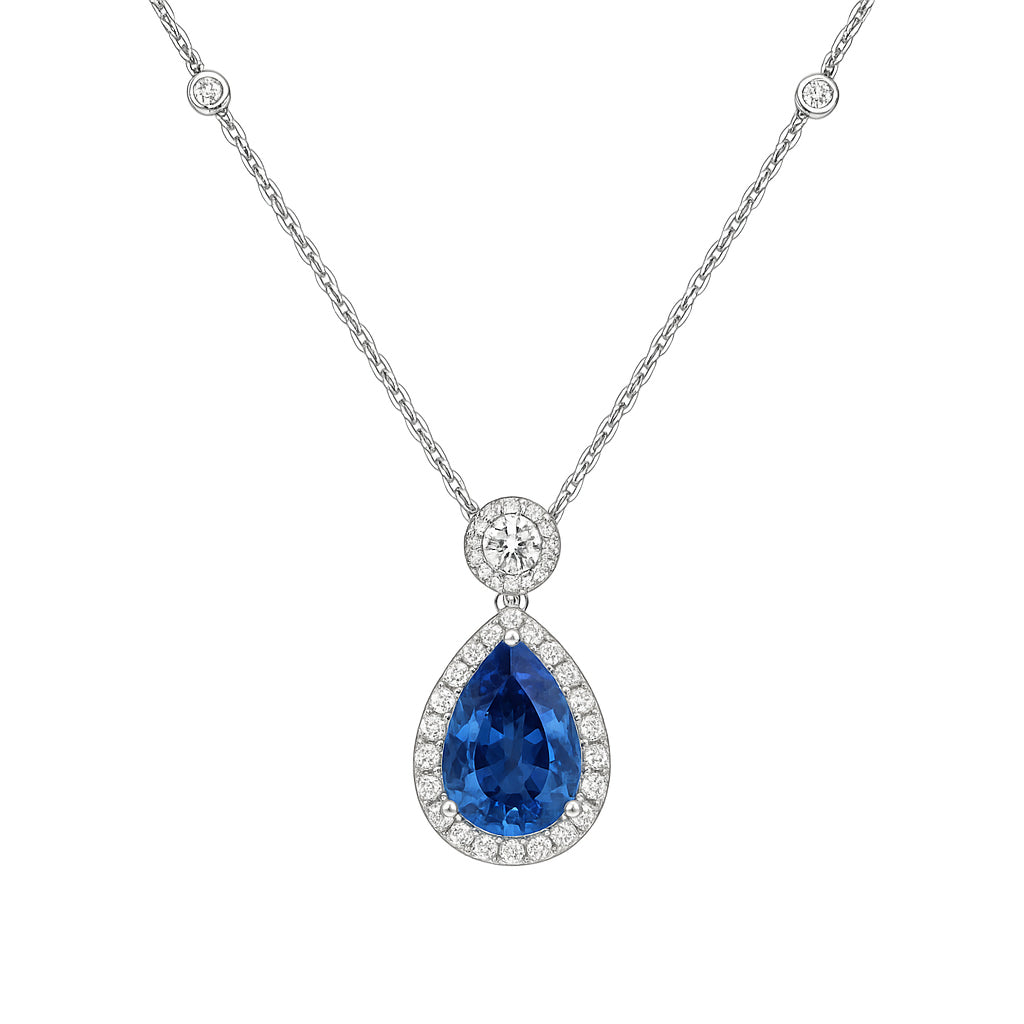 SP056490 - Necklace 18KW/4.6G 1SAPP-3.40CT 5RD-0.30CT 32RD-0.39CT