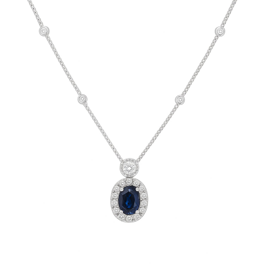Handmade 18K White Gold Blue Sapphire Pendant, 2.37ct