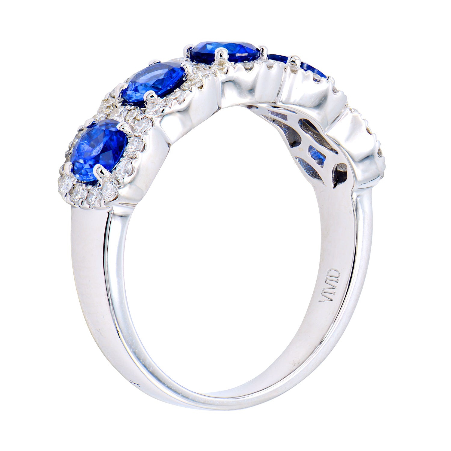 18K White Gold Blue Sapphire Round Ring, 2.44ct