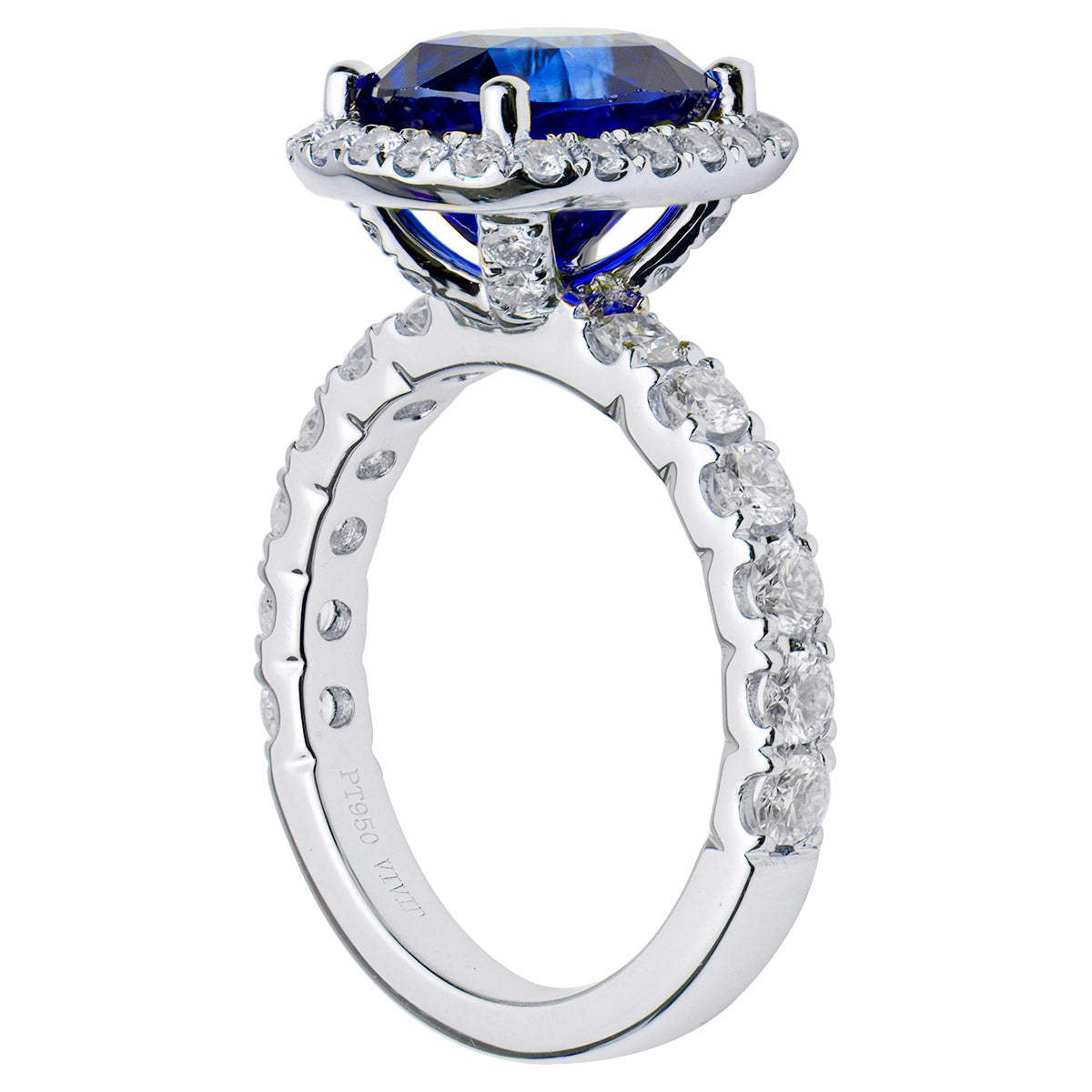 Handmade Platinum Blue Sapphire Ring, 4.32ct