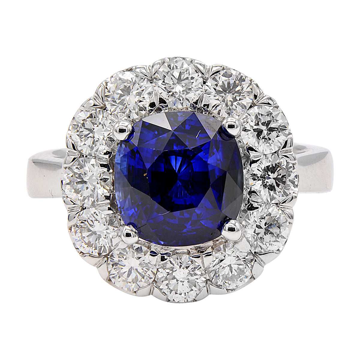 Handmade 18K White Gold Blue Sapphire Ring, 4.15ct