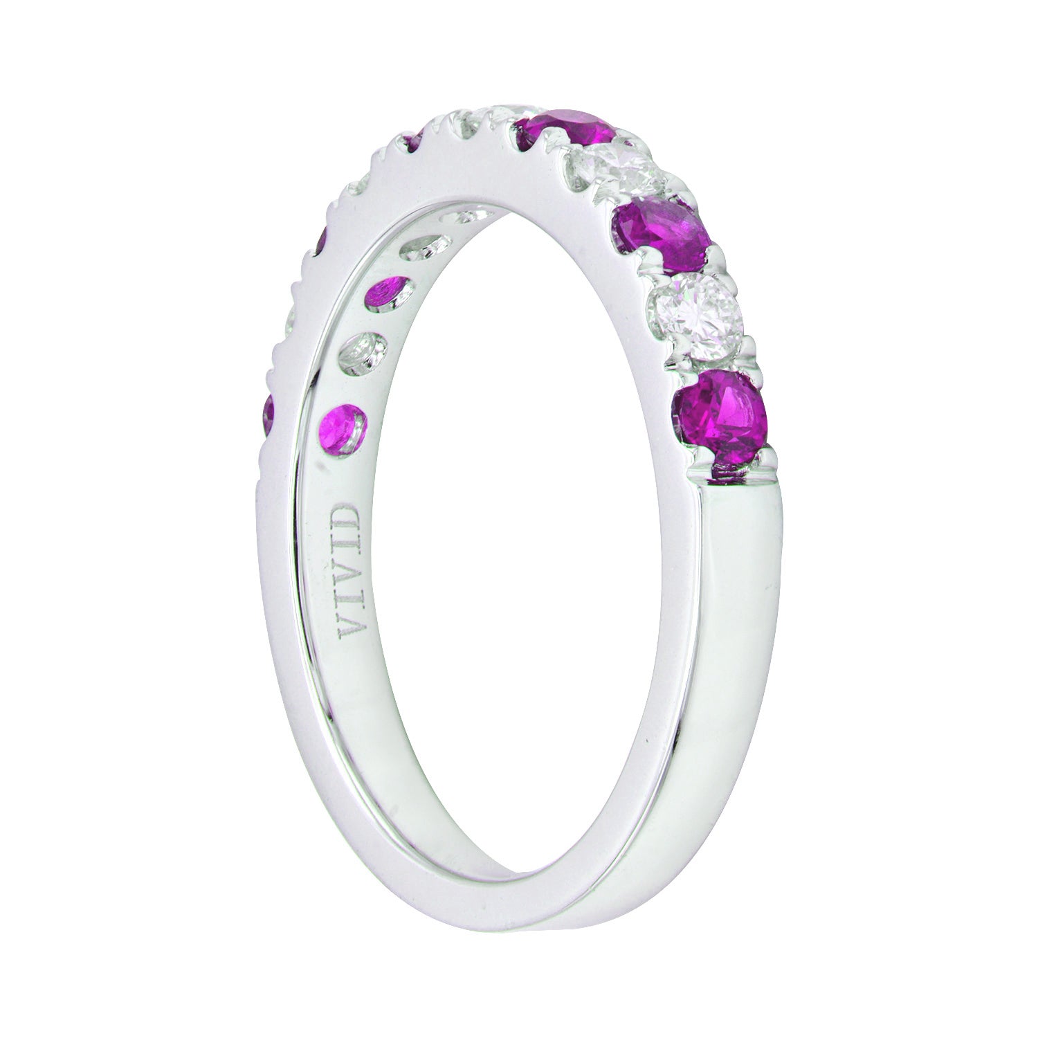 18K White Gold Pink Sapphire Ring Round, 0.4ct