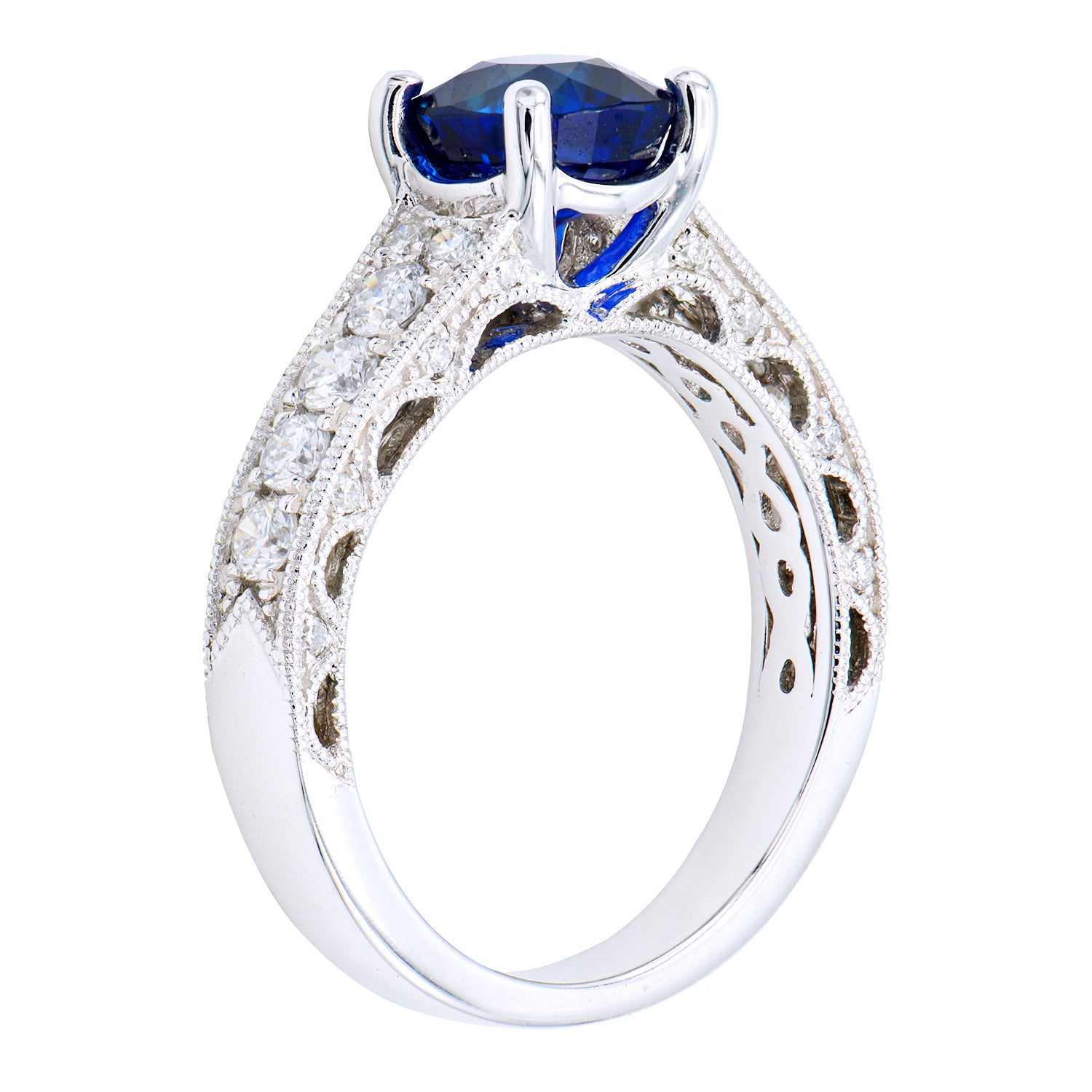 Handmade 18K White Gold Blue Sapphire Ring, 1.81ct