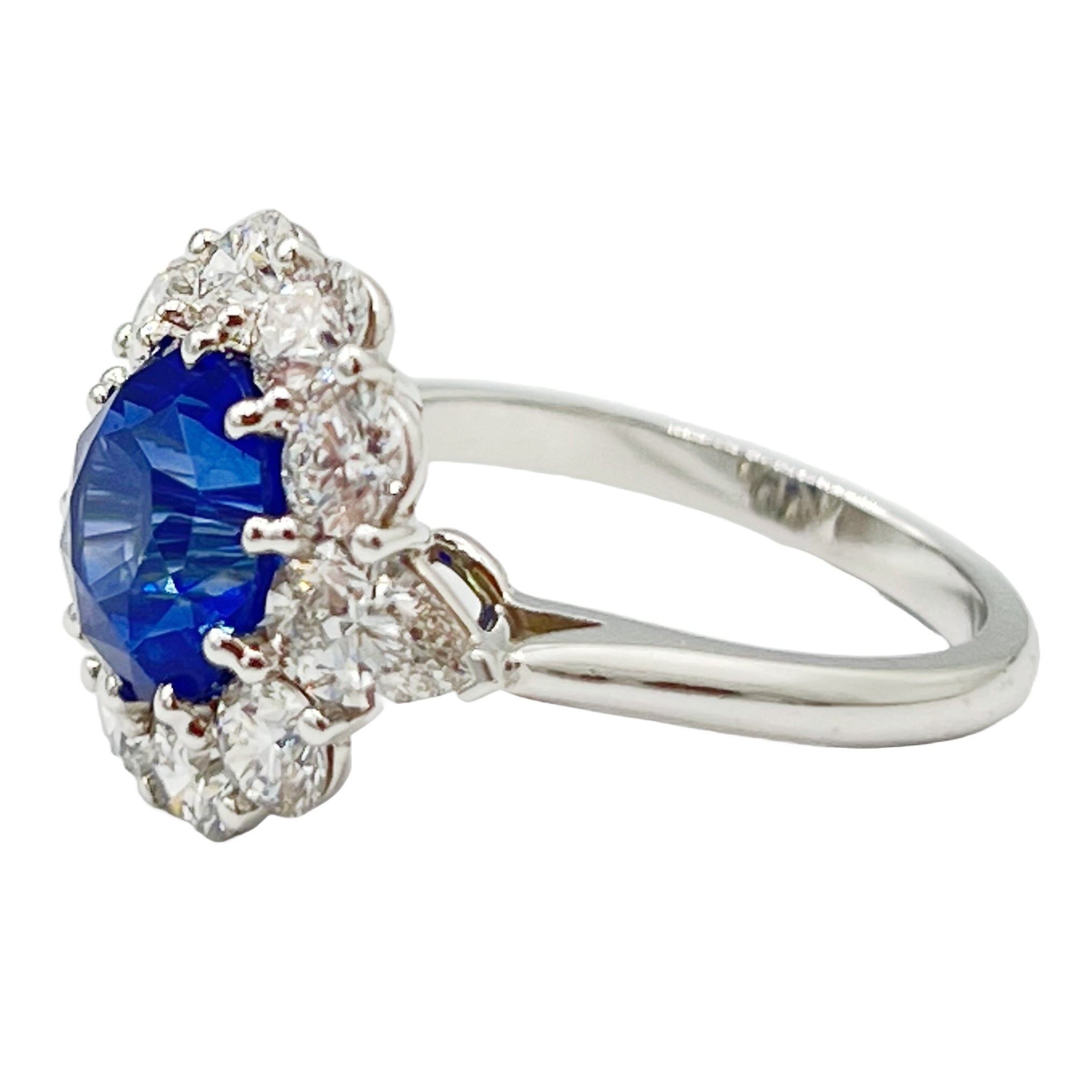 Handmade 18K White Gold Blue Sapphire Ring, 3.47ct
