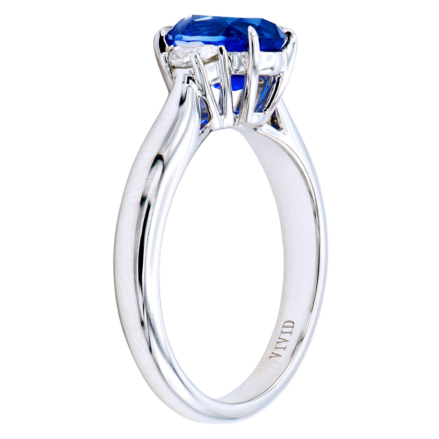 Handmade 18K White Gold Blue Sapphire Ring, 1.8ct