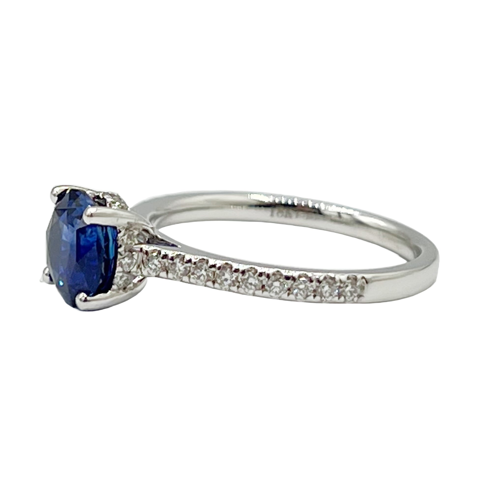 Handmade 18K White Gold Blue Sapphire Ring, 1.95ct