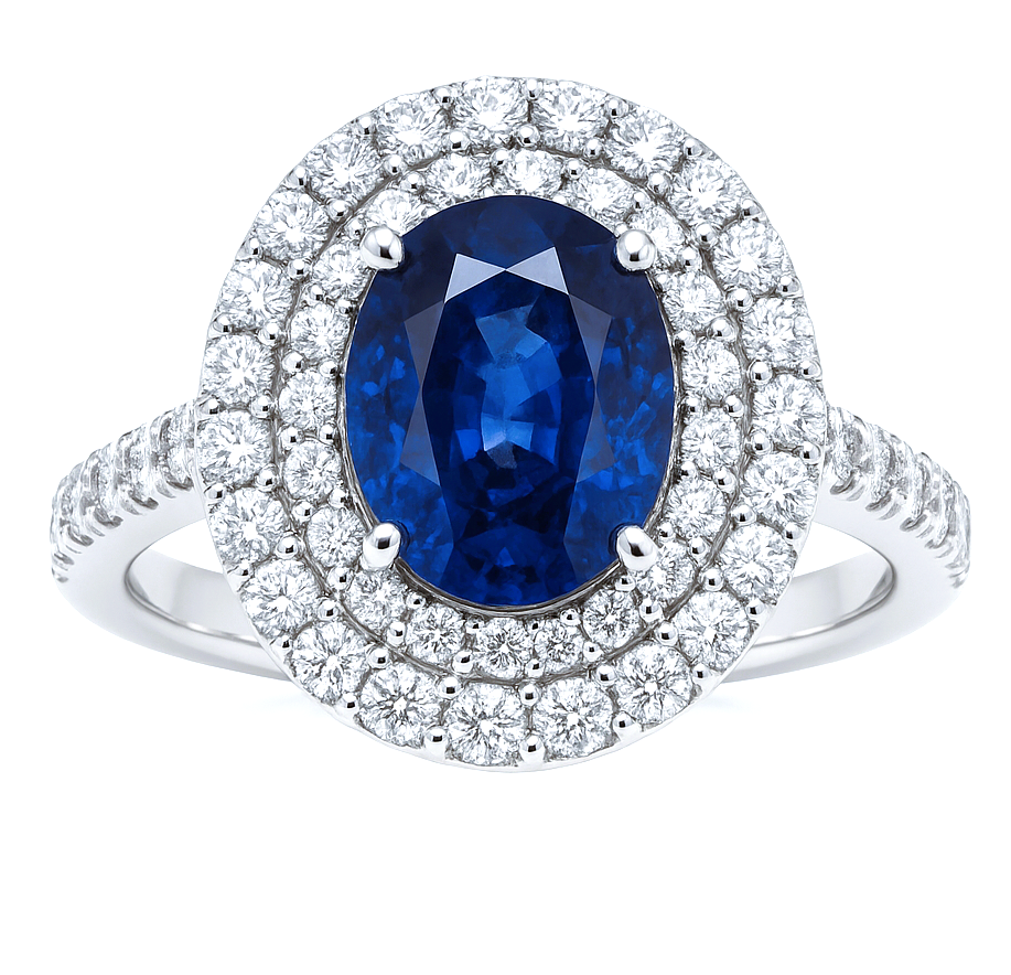 Handmade 18K White Gold Blue Sapphire Ring, 2.25ct