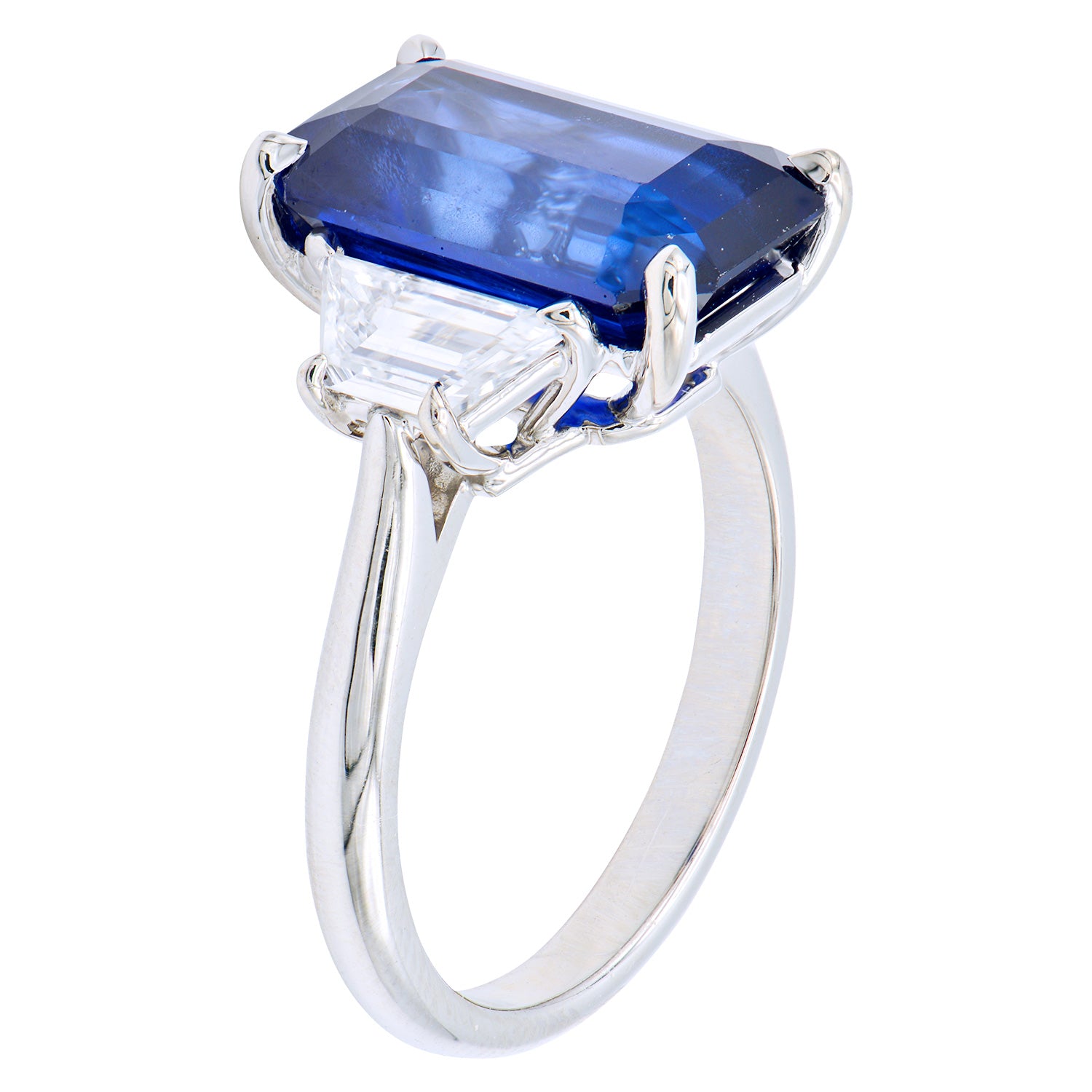 Handmade 18K White Gold Sapphire Ring, 6.8ct