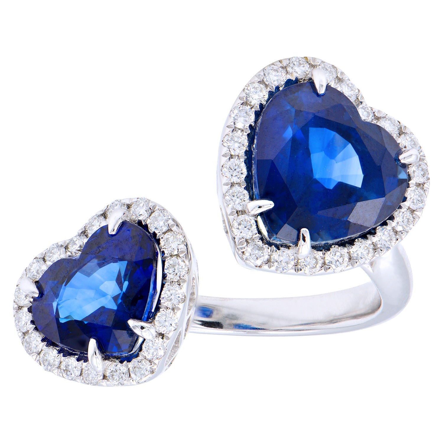 Handmade 18K White Gold Blue Sapphire Fashion Ring, 5.75ct