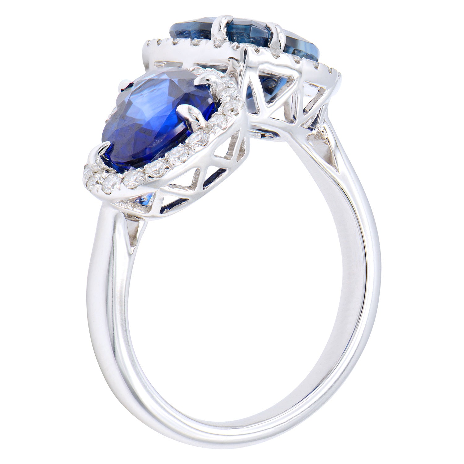 Handmade 18K White Gold Blue Sapphire Fashion Ring, 5.75ct