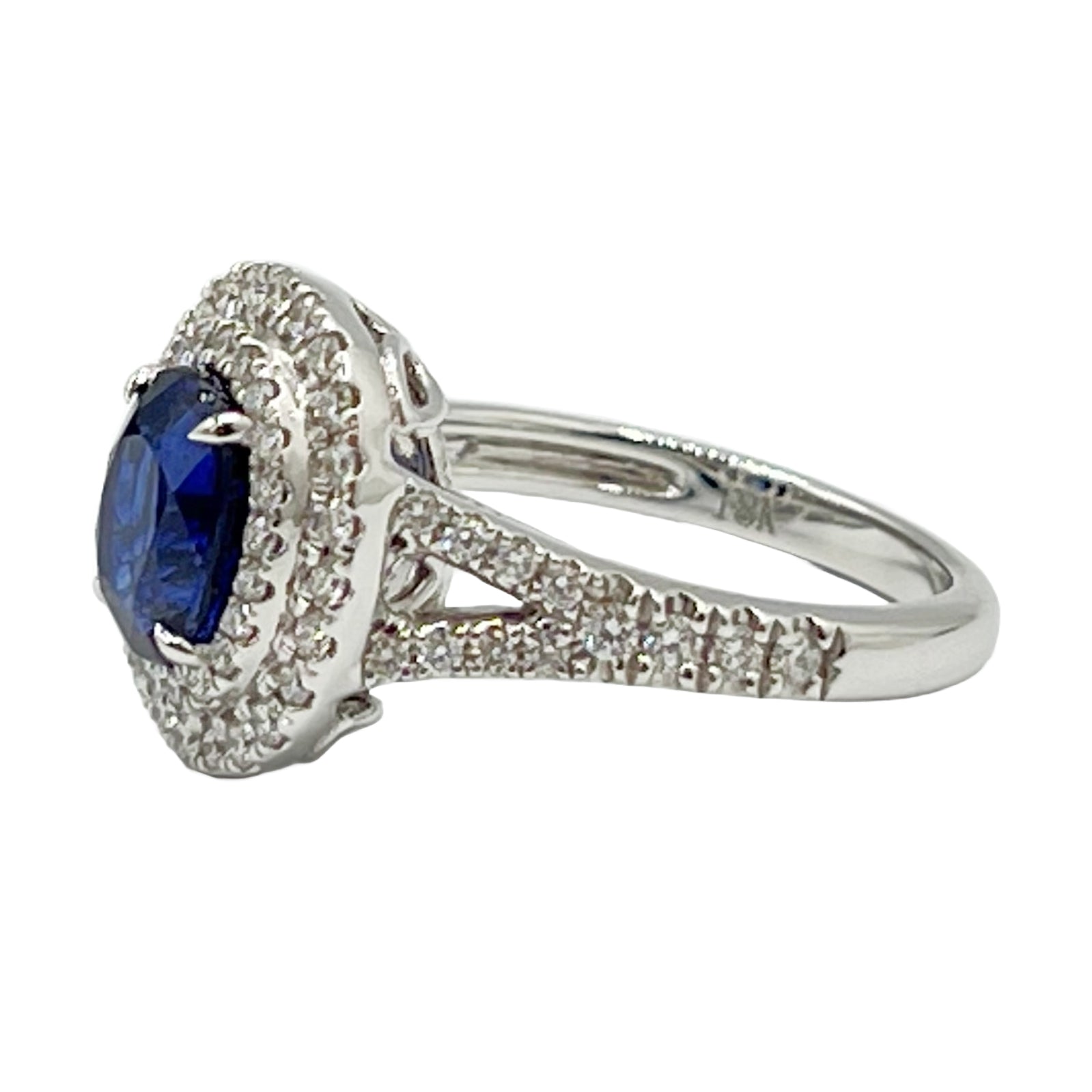 Handmade 18K White Gold Blue Sapphire Ring, 2.37ct