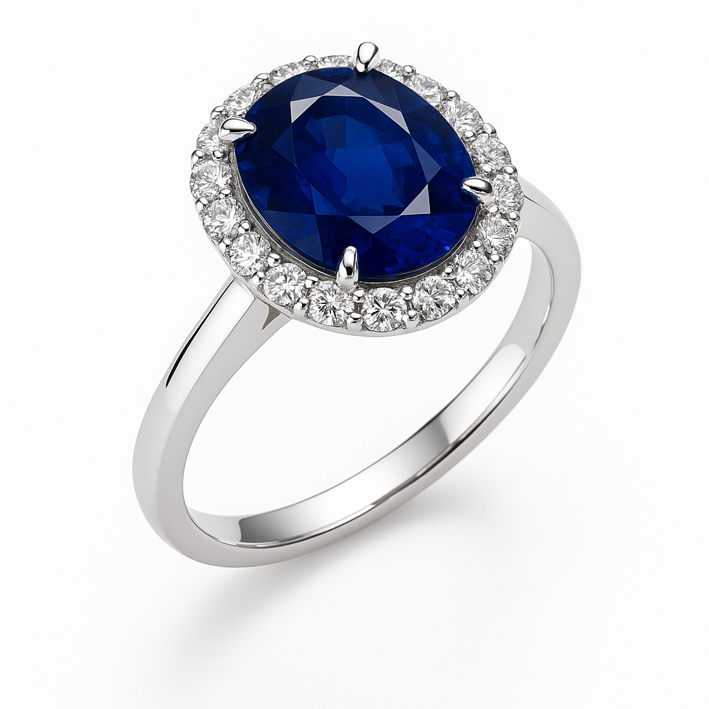 SR054859 - Ring 18KW/3.7G 1SAPP-2.05CT 16RD-0.3CT