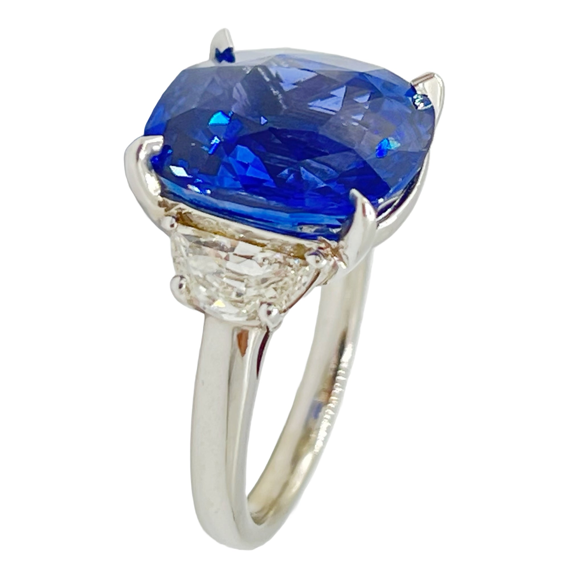 Handmade 18K White Gold Blue Sapphire Ring, 12.28ct