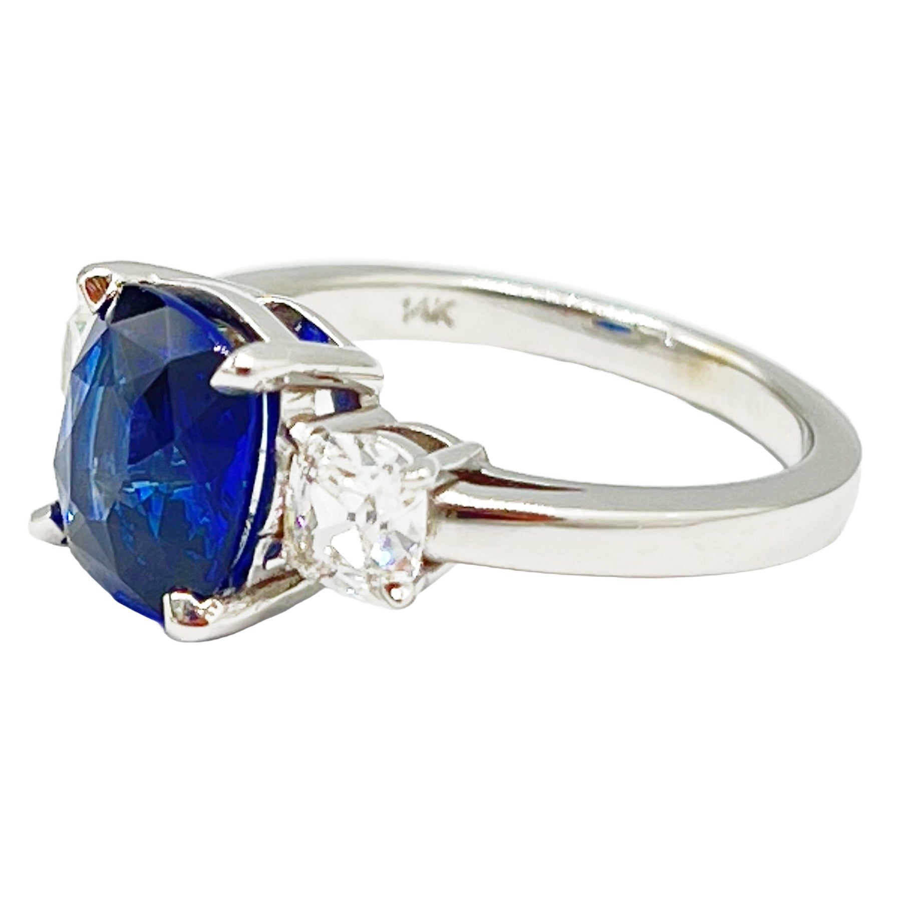 Handmade 18K White Gold Blue Sapphire Ring, 3.00ct