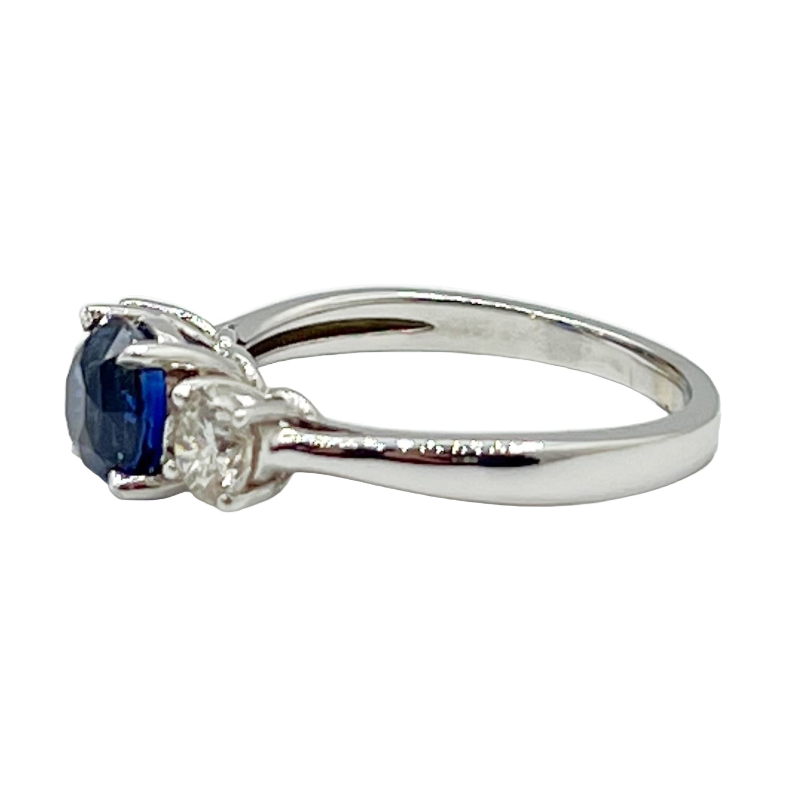 Handmade 18K White Gold Blue Sapphire Ring, 1.58ct