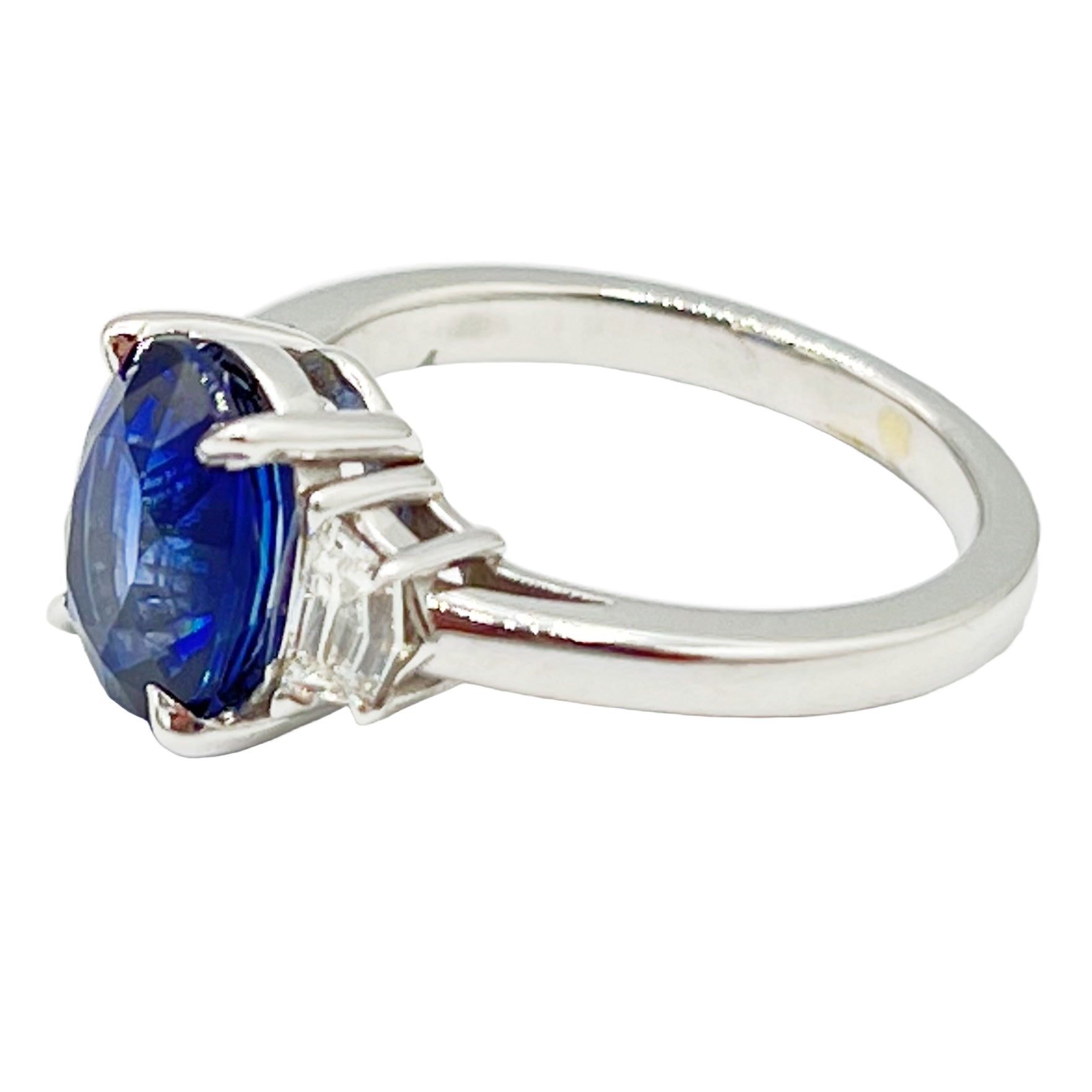 Handmade 18K White Gold Blue Sapphire Ring, 3.25ct