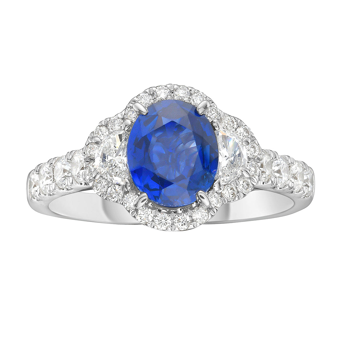 Handmade 18K White Gold Blue Sapphire Ring, 1.45ct