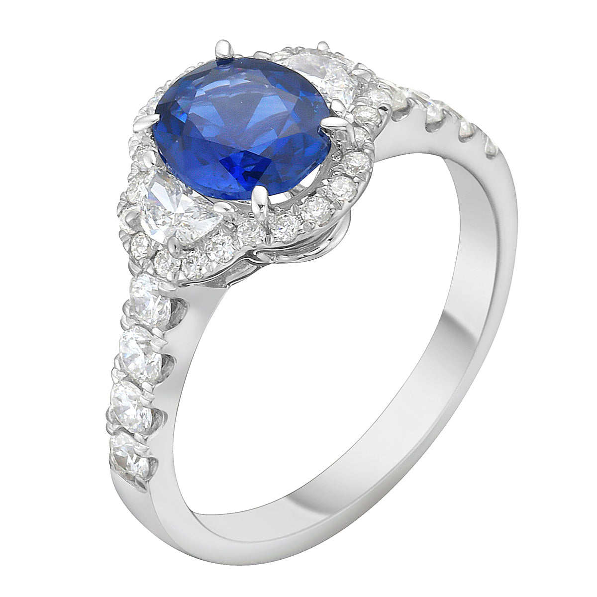 Handmade 18K White Gold Blue Sapphire Ring, 1.45ct