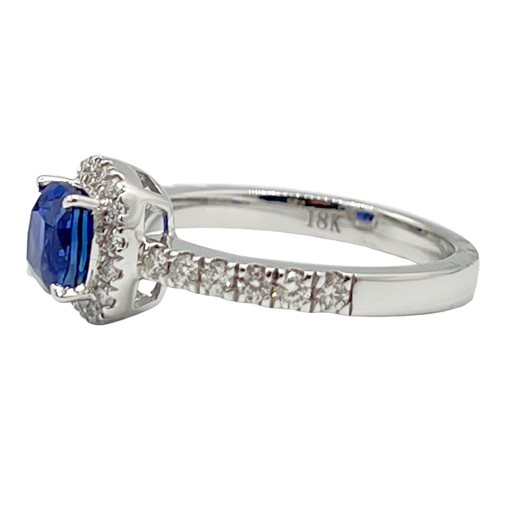Handmade 18K White Gold Blue Sapphire Ring, 1.38ct