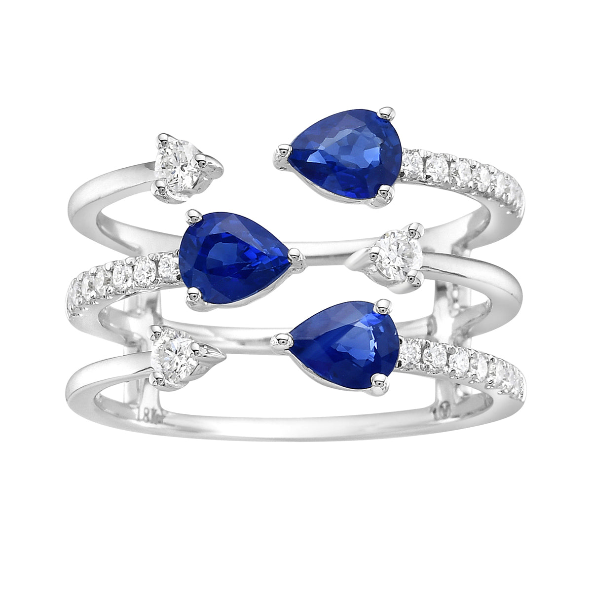 SR055266 - Ring 18KW/4.3G 3SAPP-1.29CT 3RD-0.12CT 21RD-0.21CT