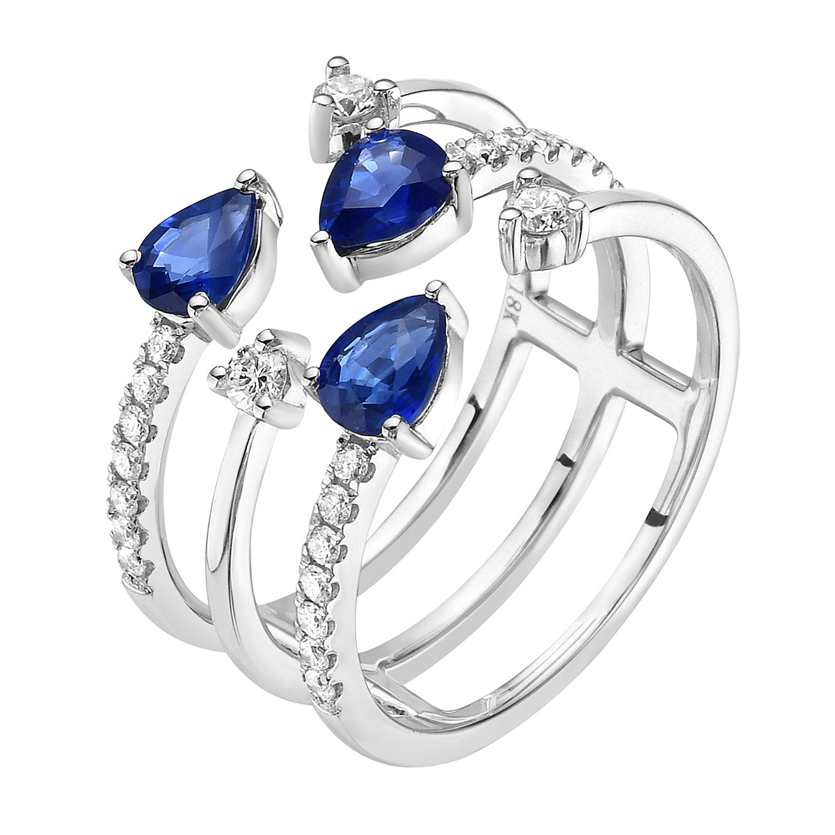 SR055266 - Ring 18KW/4.3G 3SAPP-1.29CT 3RD-0.12CT 21RD-0.21CT