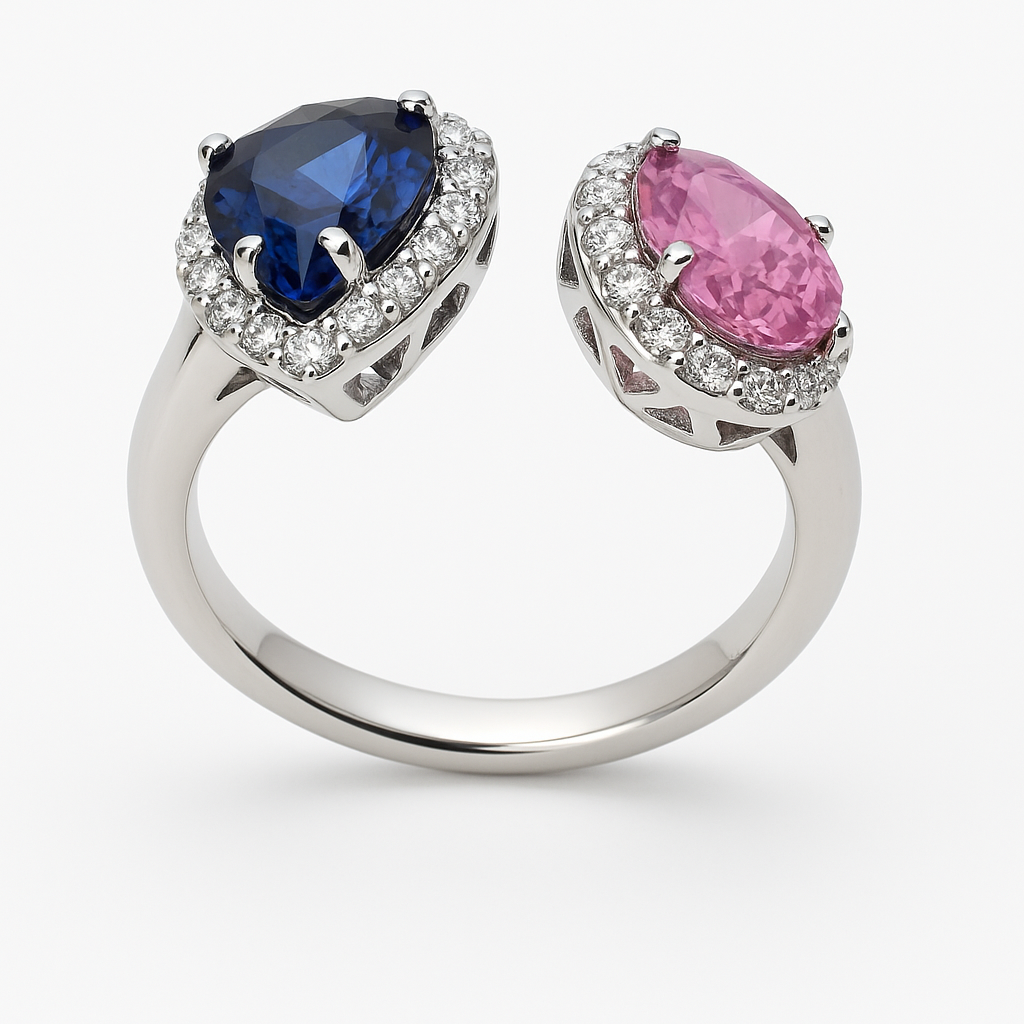SR055526 - Ring 18KW/4.4G 2SAPP-3.33CT 37RD-0.33CT