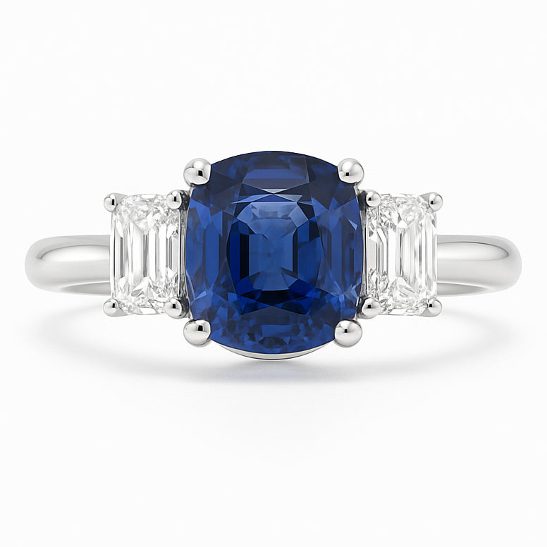 SR055952 - Ring 18KW/3.4G 1SAPP-1.66CT 2DIA-0.52CT