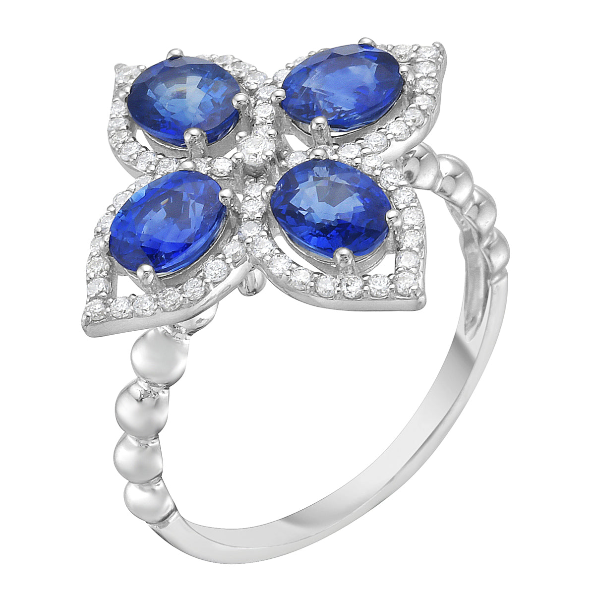 18K White Gold Blue Sapphire Ring, 2ct