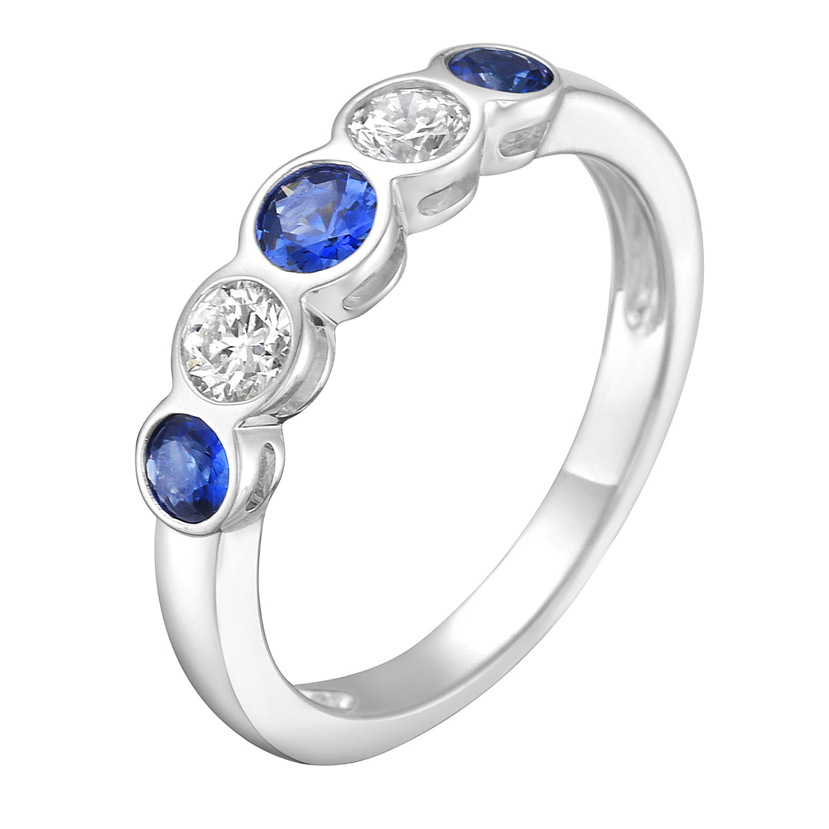 18K White Gold Blue Sapphire Ring, 0.52ct