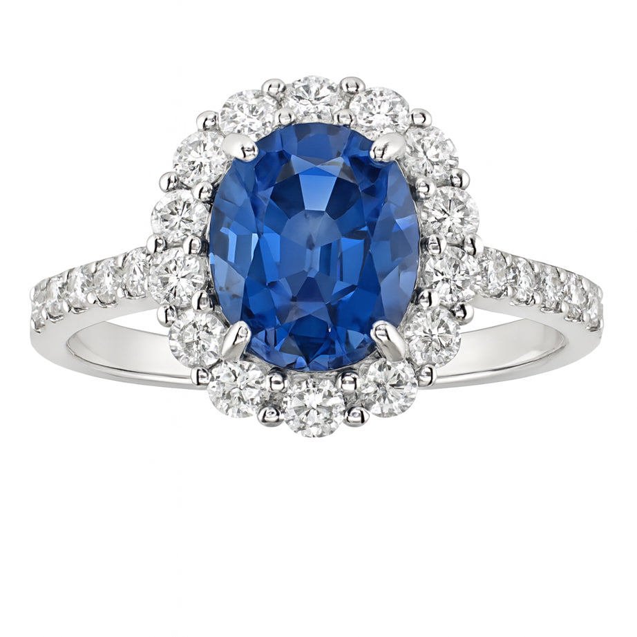 Handmade 18K White Gold Blue Sapphire Ring, 2.24ct
