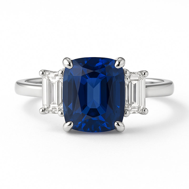 SR056667 - Ring PLAT 1SAPP-3.54CT 2TRAP-0.69CT