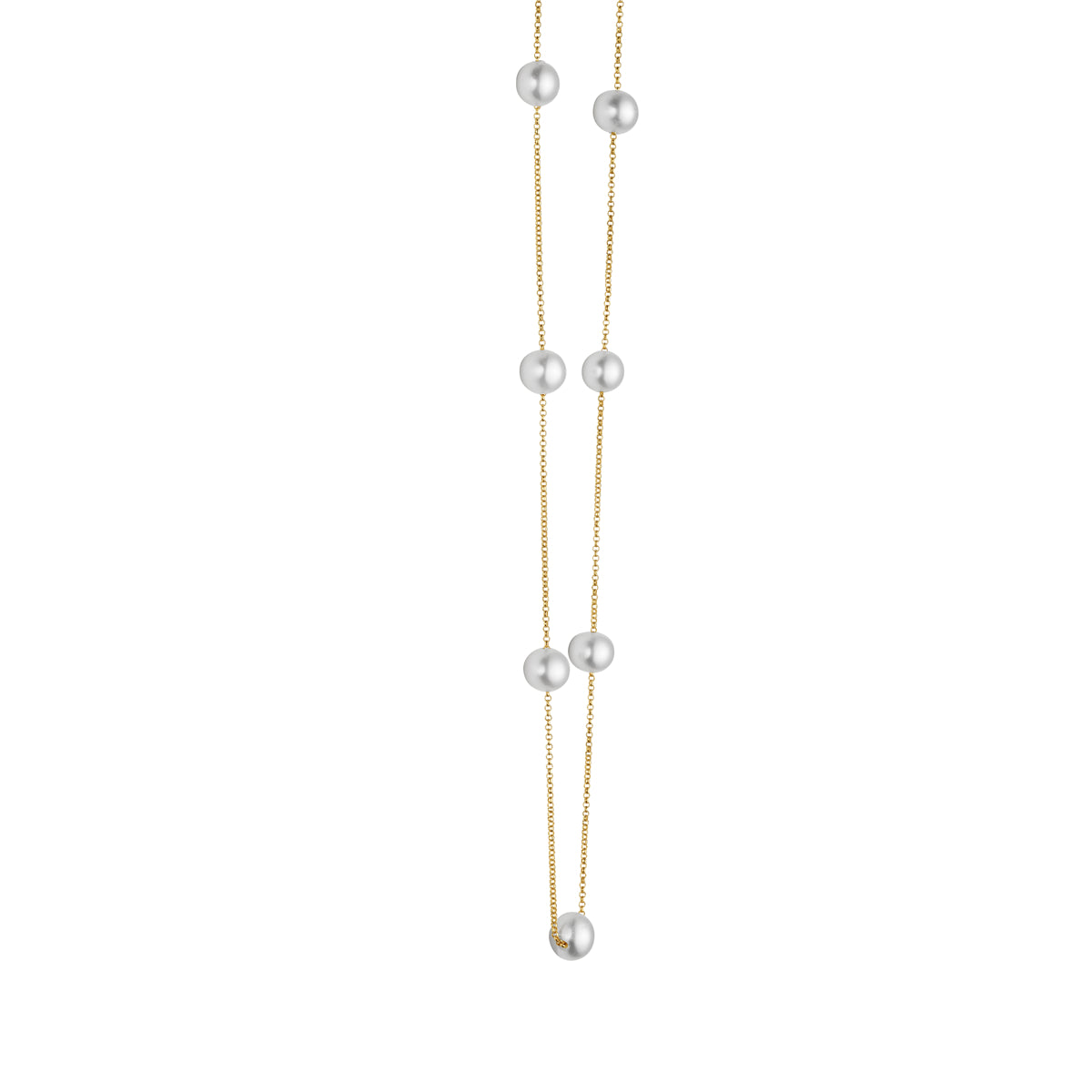 14K Yellow Gold Freshwater Pearl Tincup Necklace, 6-7mm