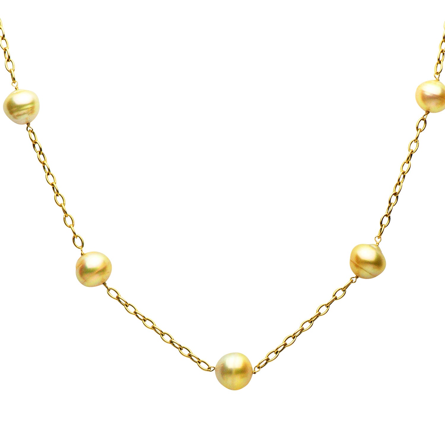 14KY Golden South Sea Pearl Tincup, 10-12mm