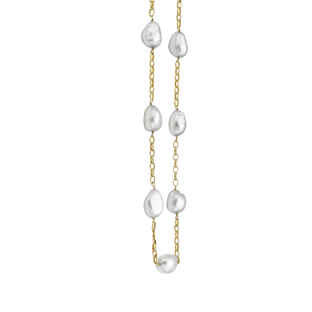 14K Yellow Gold Freshwater Pearl Necklace, 10-11mm