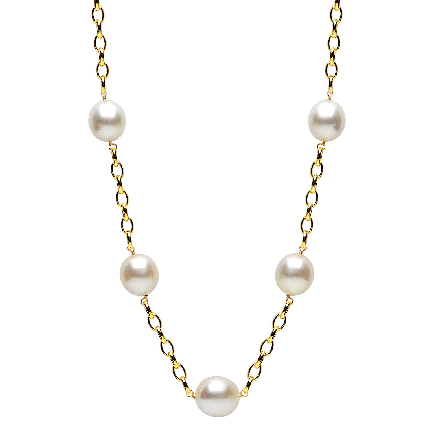 14KY White South Sea Pearl Tincup, 12-15mm