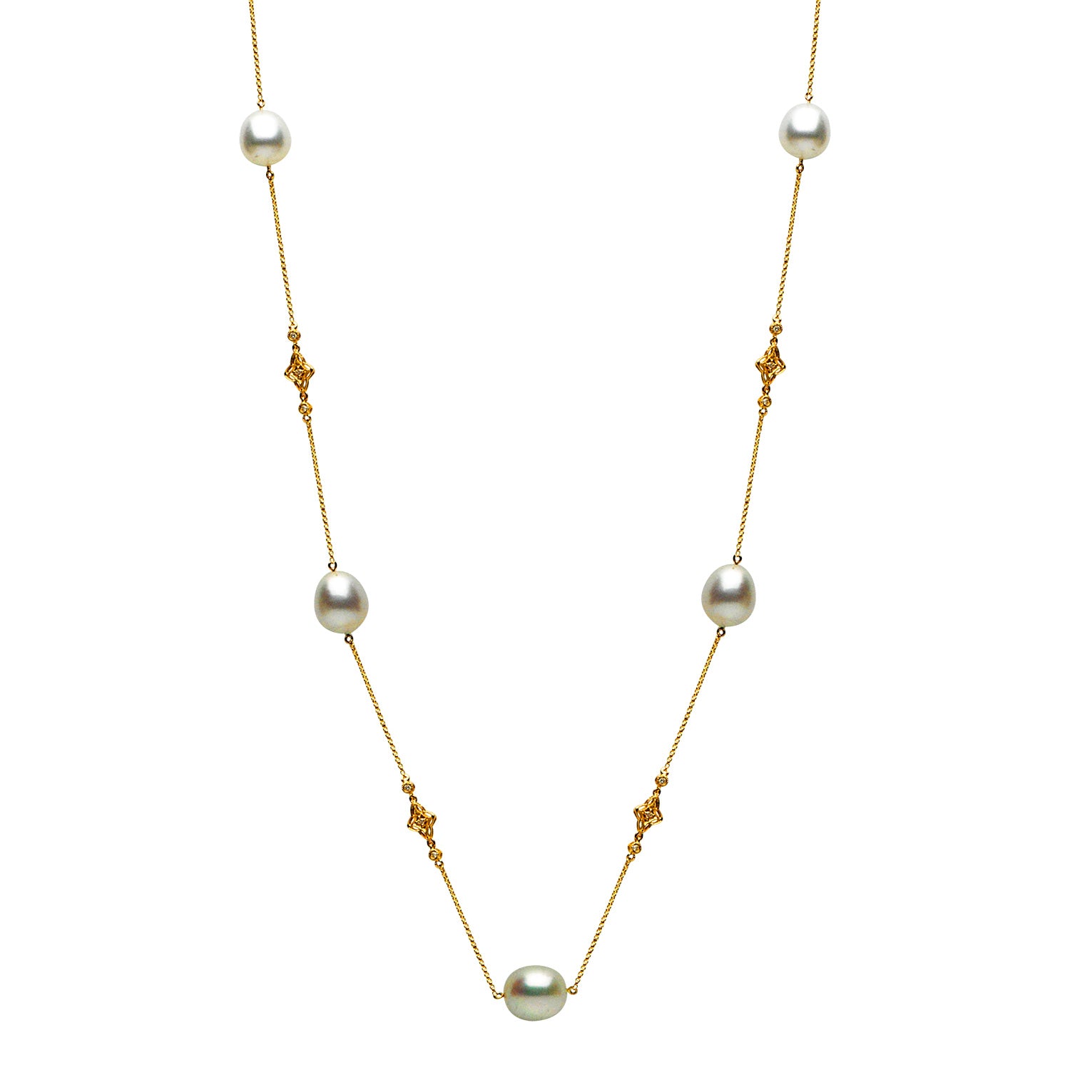 14KY White South Sea Pearl Tincup, 11-12mm