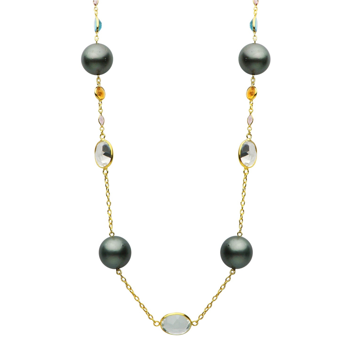 18K Yellow Gold Tahitian Pearl Tincup Bracelet, 10-11mm