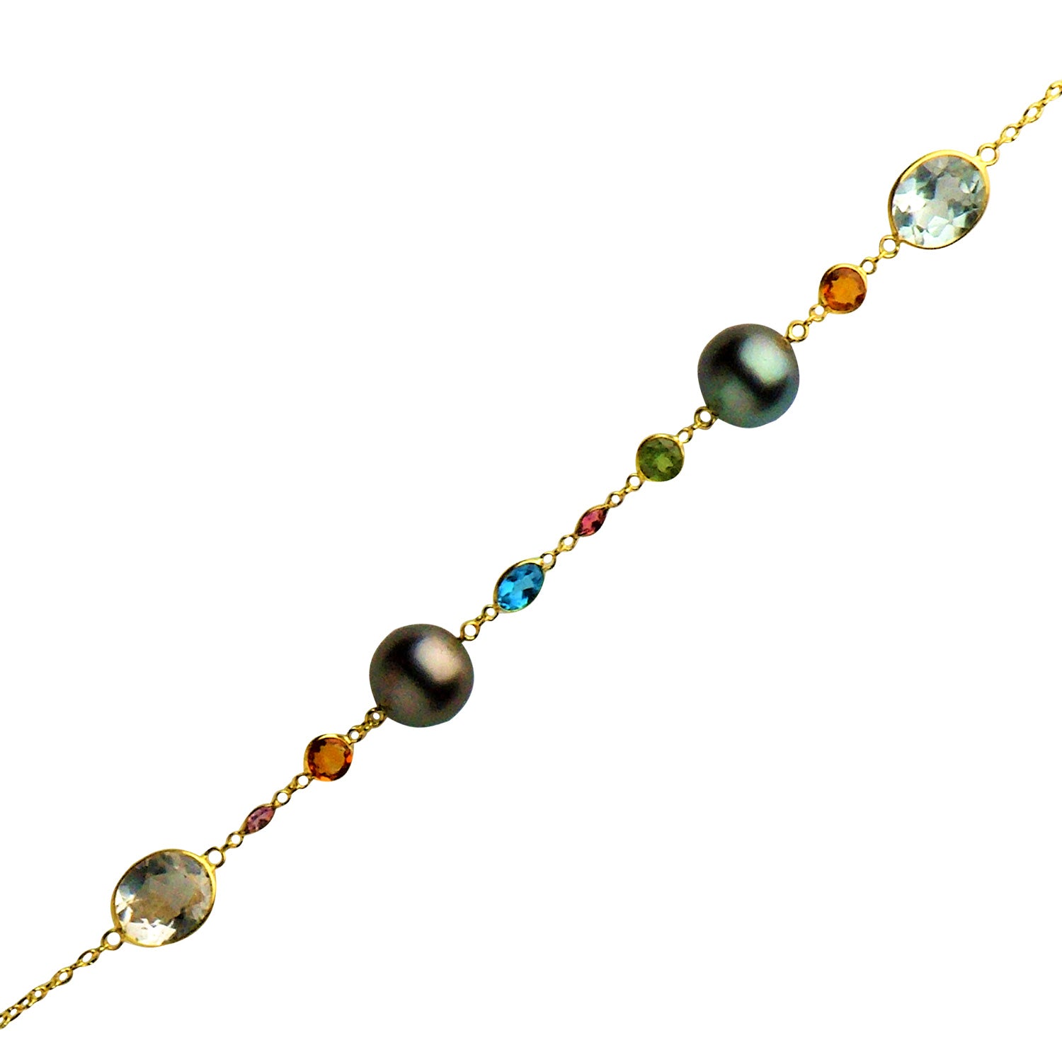18K Yellow Gold Tahitian Pearl Tincup Bracelet, 10-11mm