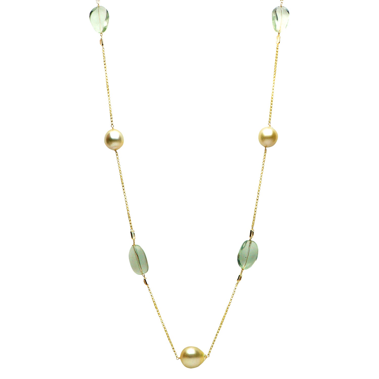 14K Gold Green Amethyst Tincup, 12-14mm