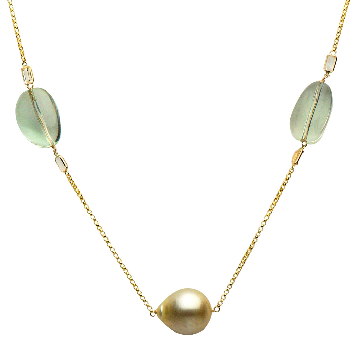 14KY Golden South Sea Pearl Tincup, 12-14mm