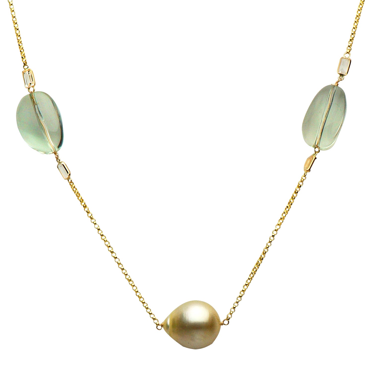 14K Gold Green Amethyst Tincup, 12-14mm
