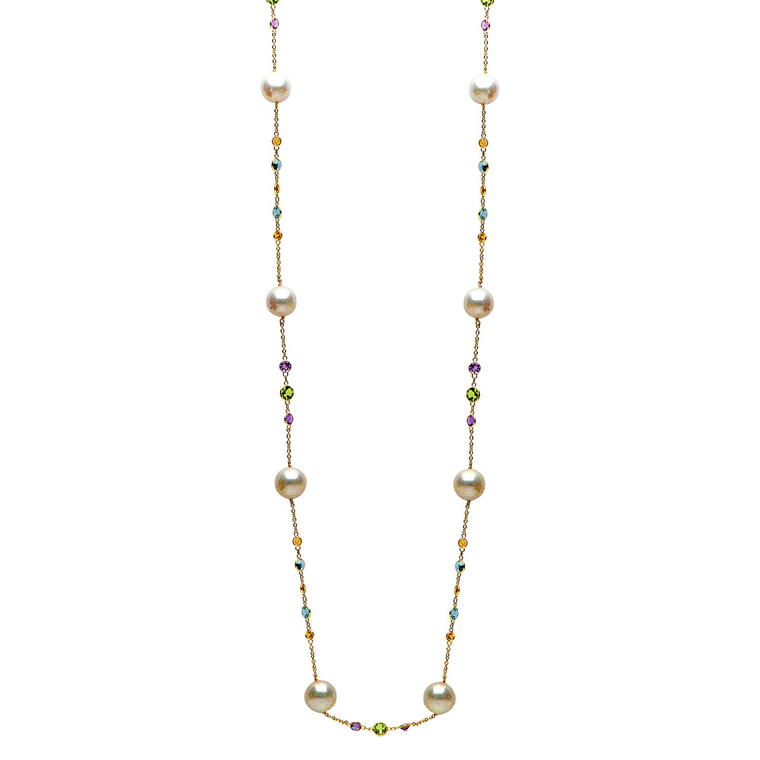 14K Yellow Gold FW Pearl Tincup Necklace, 10-11mm